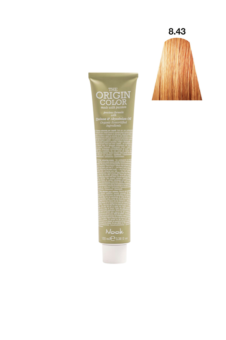 Nook Origin Color Profesyonel Saç Boyası 100ml- Açık Bakır Altın/Açık Karamel(8.43- PARLAK BAKIR)