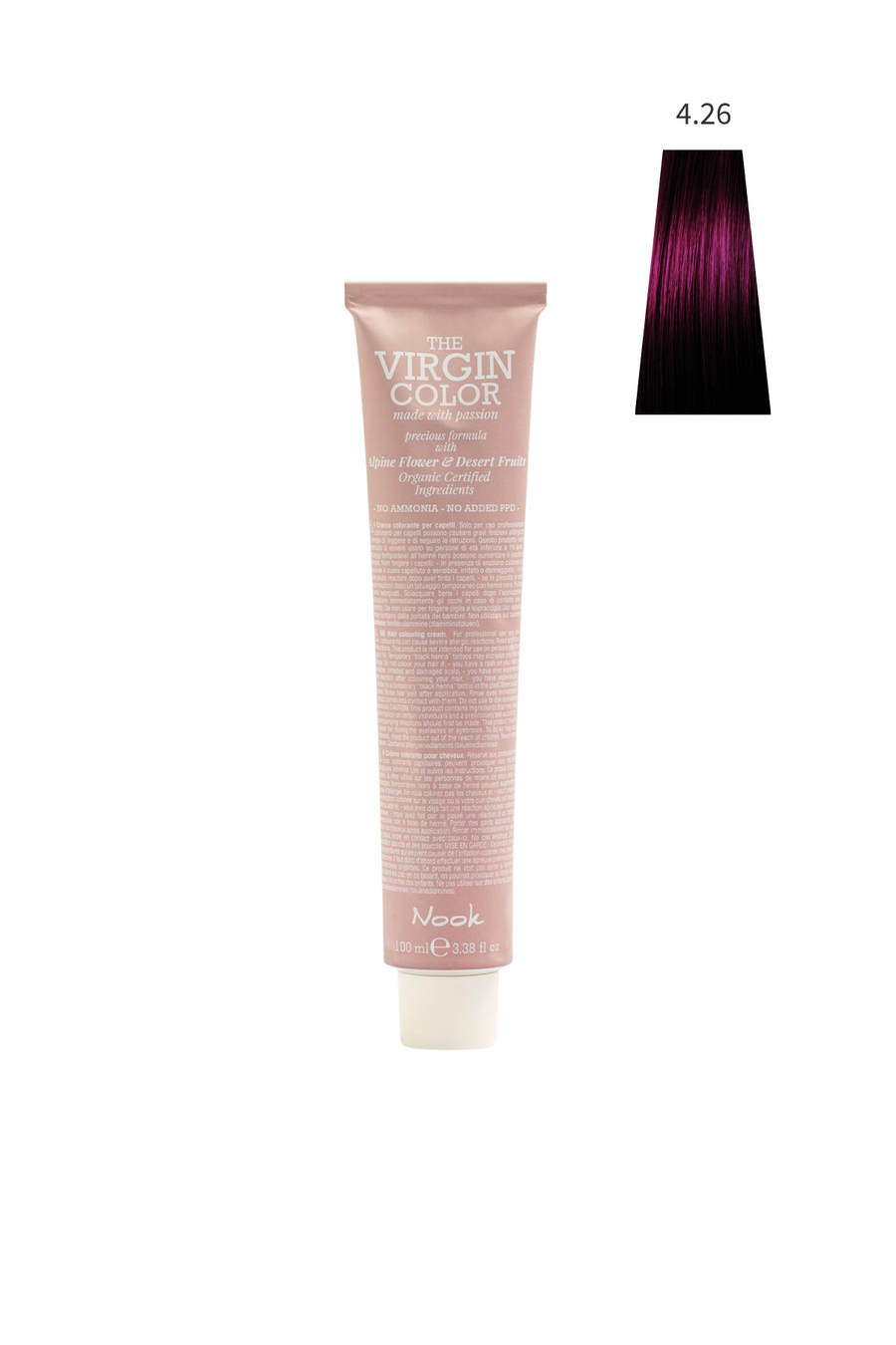 Nook Virgin Color Profesyonel Saç Boyası 100ml-Kestane Viyole Kızıl/Koyu Patlıcan Moru(4.26-VİOLA DERİN)
