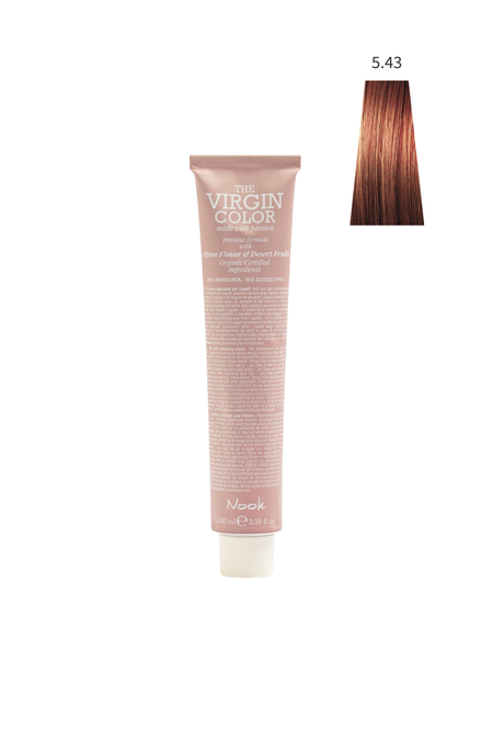 Nook Virgin Color Profesyonel Saç Boyası 100ml-Açık Kestane Bakır Dore(5.43-GOLD SICAK ÇİKOLATA BAKIR)