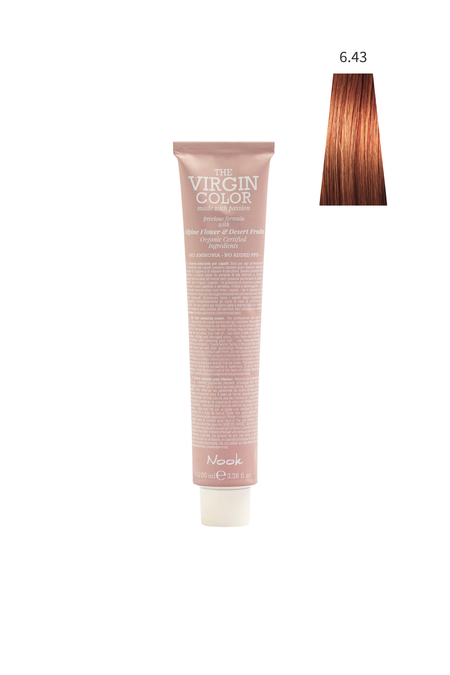Nook Virgin Color Profesyonel Saç Boyası 100ml-Koyu Kumral Bakır Dore(6.43-GOLD TARÇIN KARAMEL)