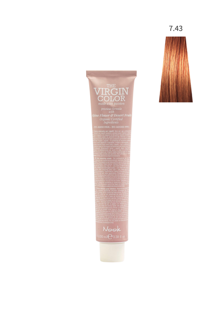 Nook Virgin Color Profesyonel Saç Boyası 100ml-Kumral Bakır Dore/İrlanda Bakırı(7.43-GOLD SULTAN BAKIR)