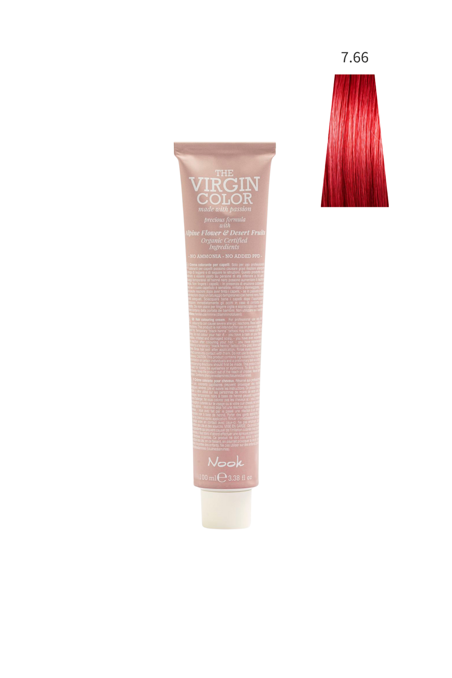 Nook Virgin Color Profesyonel Saç Boyası 100ml-Kumral Yoğun Kızıl/Parlak Alev Topu(7.66-ROSSİ LAV KIZIL)