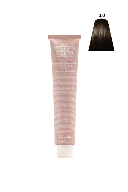 Nook Virgin Color Profesyonel Saç Boyası 100ml - Doğal Koyu Kahve/Koyu Kestane(3.0 - NATURAL KESTANE)